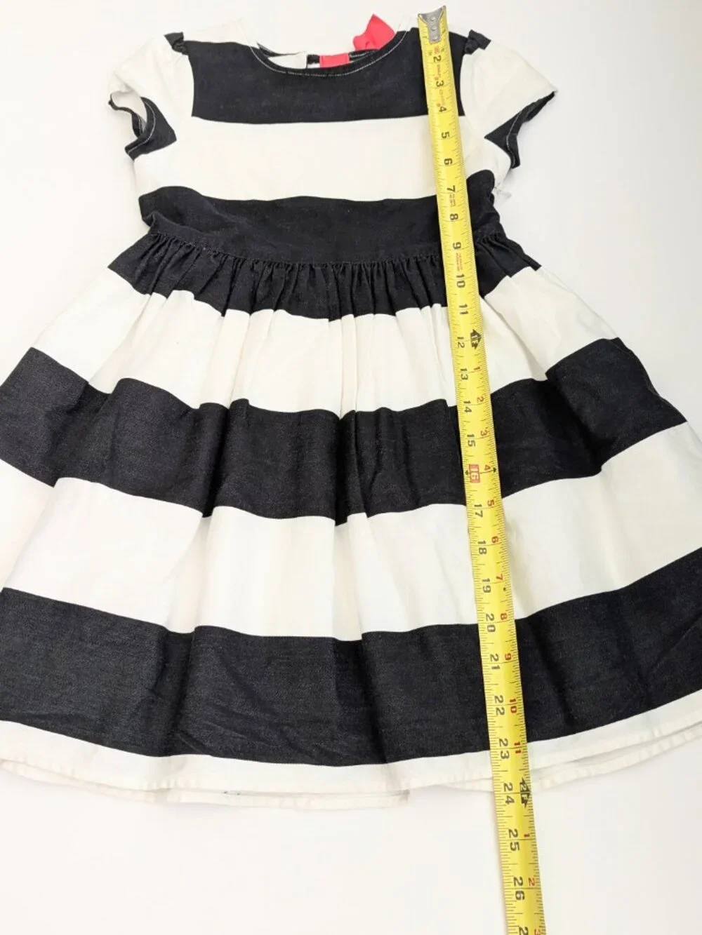 Gymboree Girls' (Size 5) Short- Sleeve Wide-Striped Party Dress w/Back Pink Bow